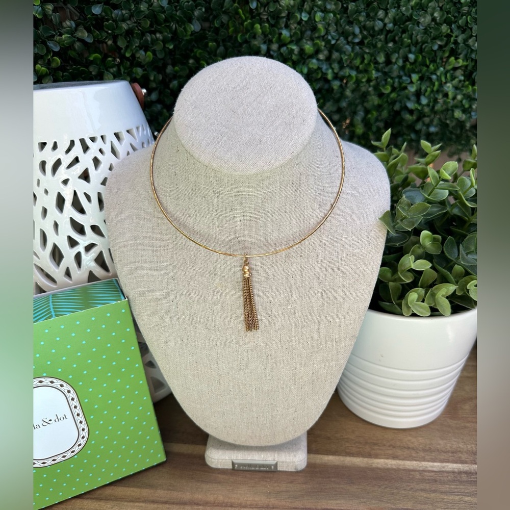 Stella & Dot Chrislen Collar Gold Choker with Tassel Necklace